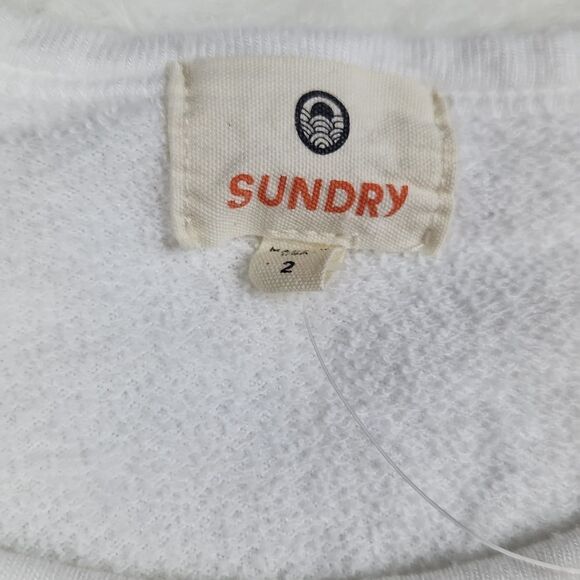 SUNDRY -813 Lovers Multicolor Printed Graphic Sweatshirt White Soft Terry NWOT M - Picture 2 of 7